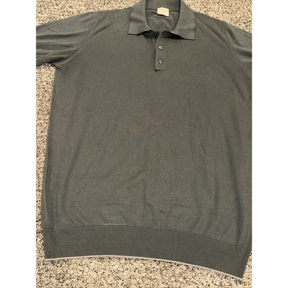 Gatsby Sweater Mens M Gray Silk Cotton Polo Shirt Style Short Sleeve Italian - Picture 9 of 11